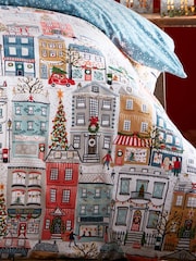 furn. Multicolour Multicolour Festive Town Christmas Reversible Duvet Cover and Pillowcase Set - Image 3 of 3