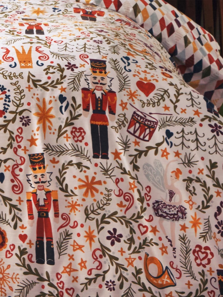 furn. Multicolour Nutcracker Christmas Reversible Duvet Cover and Pillowcase Set - Image 3 of 3