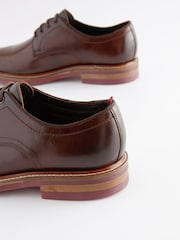 Brown Leather Contrast Sole Chunky Derby Shoes - Image 5 of 6