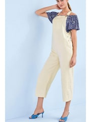 Ecru, Weiß - Latzhose aus Twill - Bild 1 von 5