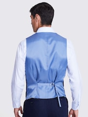 MOSS Blue Tailored Fit Herringbone Suit Waistcoat - Image 2 of 4