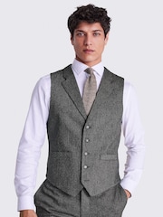 MOSS Green Tailored Fit Herringbone Suit: Waistcoat - Image 1 of 4