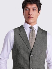 MOSS Green Tailored Fit Herringbone Suit: Waistcoat - Image 3 of 4