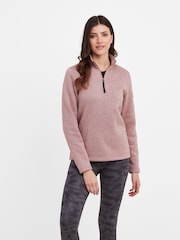 Tog 24 Light Pink Pearson Knit Look Zip Neck Fleece - Image 1 of 5