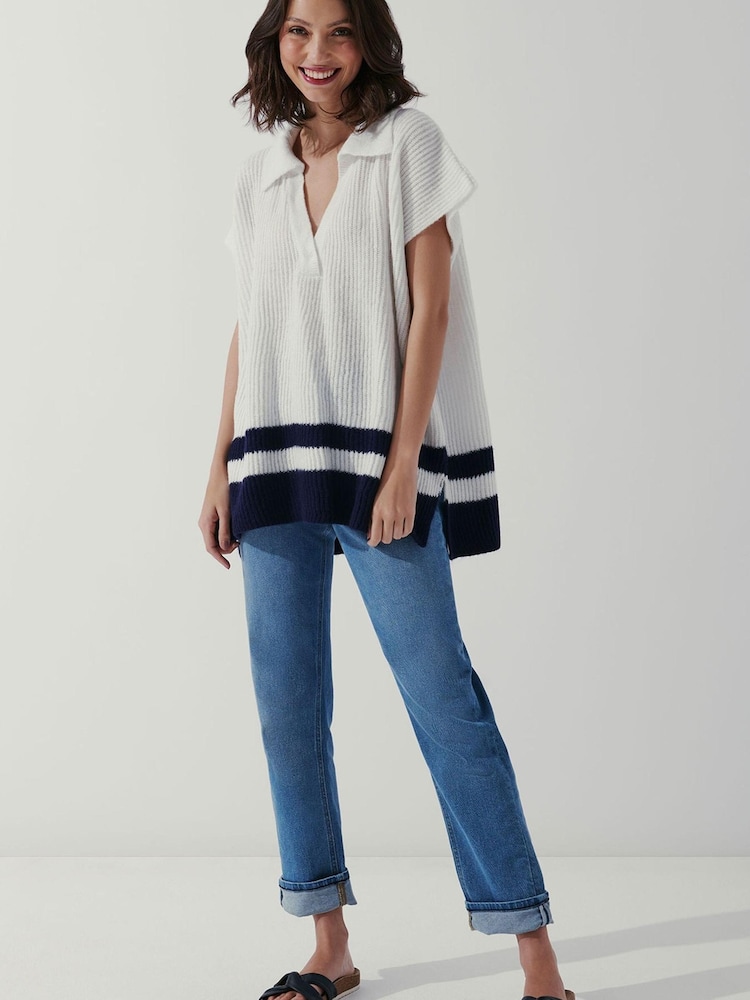 Crew Clothing Company Cream Tuscany Poncho - Image 2 of 4