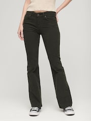 Superdry Green Mid Rise Slim Cord Flare Jeans - Image 1 of 3