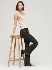 Superdry Green Mid Rise Slim Cord Flare Jeans - Image 3 of 3