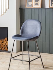 Gallery Home Grey Shayla Velvet Bar Stool - Image 1 of 2
