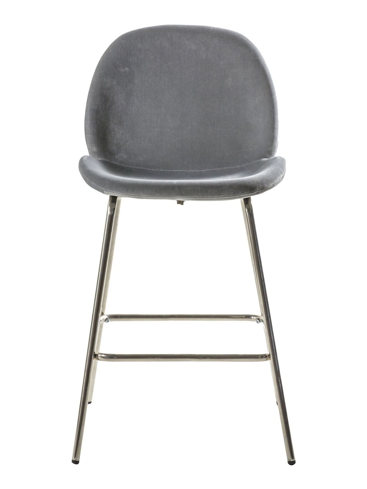 Gallery Home Light Grey Shayla Velvet Bar Stool - Image 2 of 2