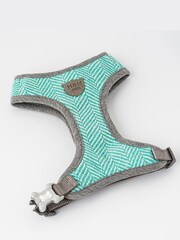Hugo & Hudson Aqua Blue Herringbone Dog Harness - Image 2 of 4
