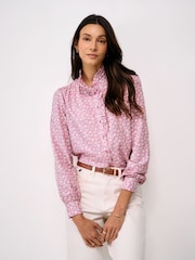 Crew Clothing Pink Harmony Cotton Frill Blouse - Image 1 of 5