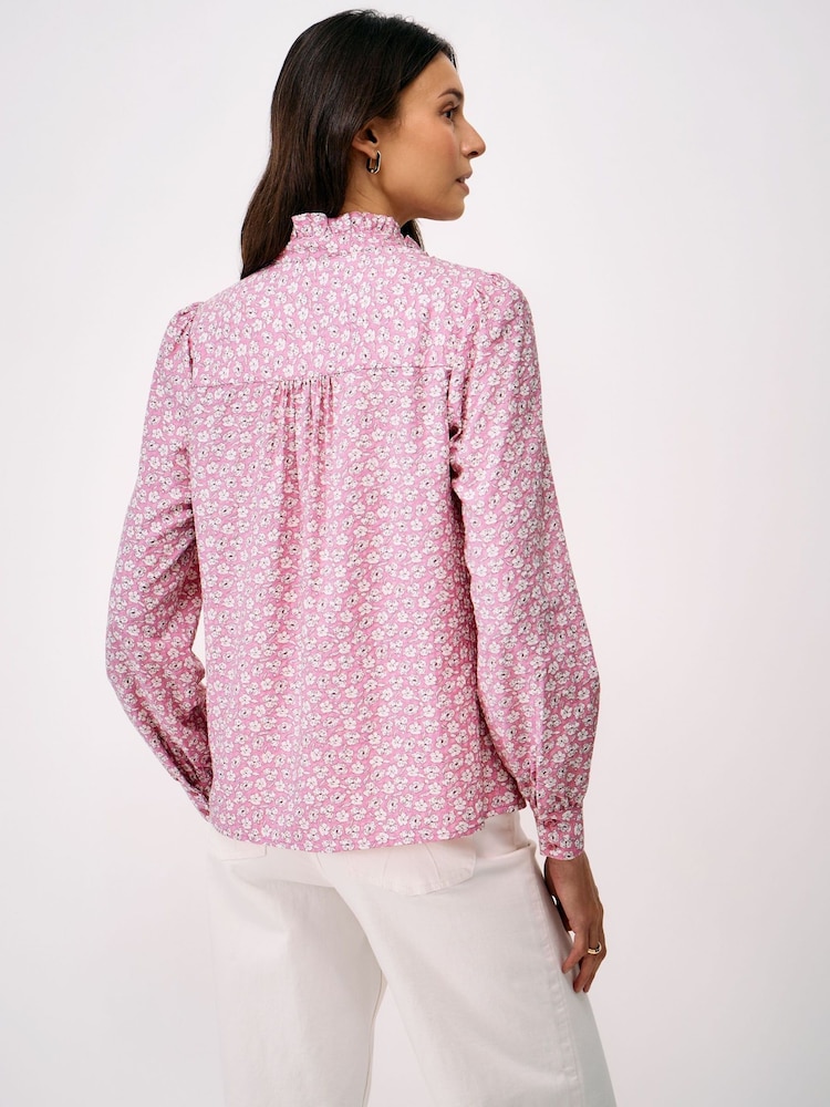 Crew Clothing Pink Harmony Cotton Frill Blouse - Image 2 of 5