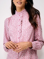 Crew Clothing Pink Harmony Cotton Frill Blouse - Image 4 of 5