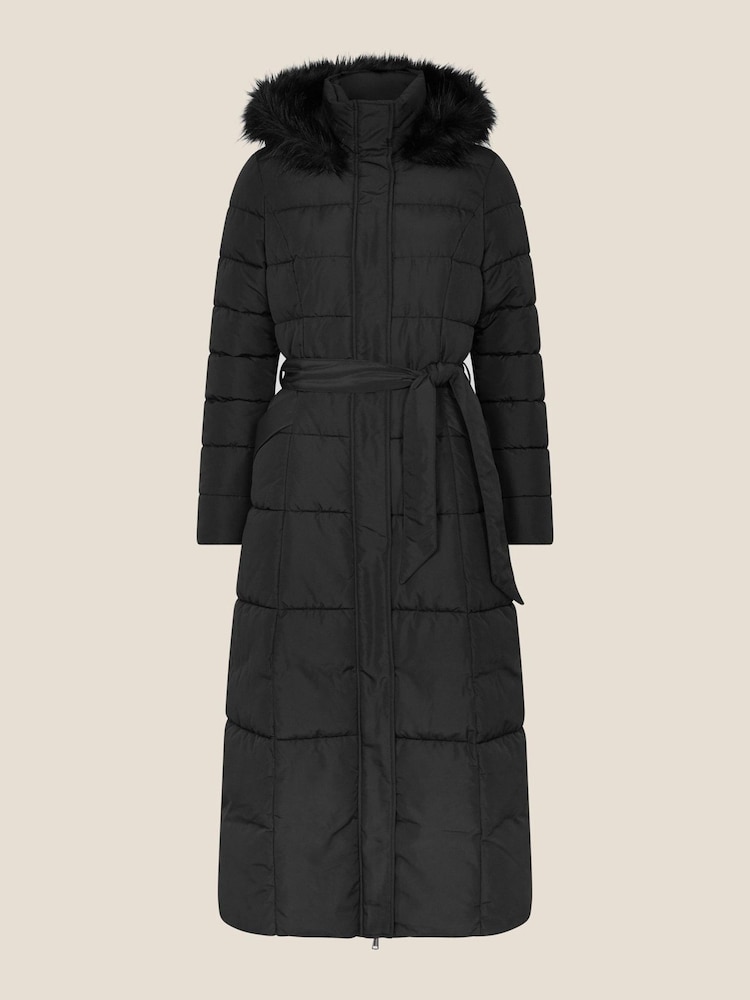Monsoon Black Hooded Padded Morgan Maxi Coat - Image 4 of 4