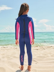 Long Sleeve Navy/Pink 3mm Neoprene Wetsuit (1-16yrs) - Image 2 of 8