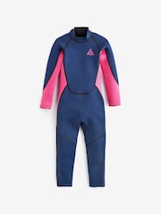 Long Sleeve Navy/Pink 3mm Neoprene Wetsuit (1-16yrs) - Image 5 of 8