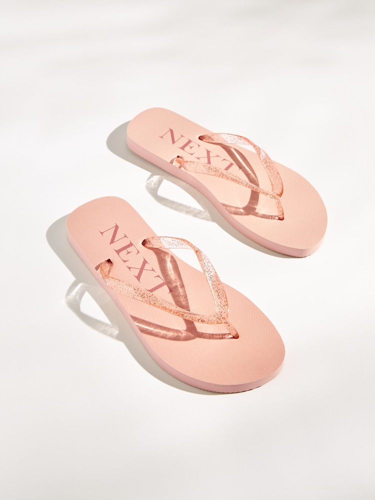 Blush Glitter Beach Flip Flops - Image 1 of 6 Blush Glitter Beach Flip Flops - Image 1 of 6