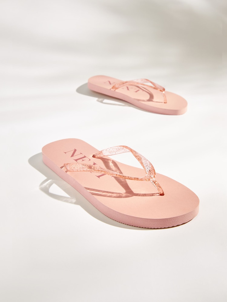 Blush Glitter Beach Flip Flops - Image 2 of 6 Blush Glitter Beach Flip Flops - Image 2 of 6