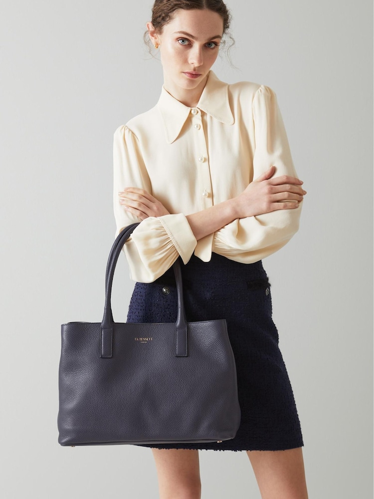 LK Bennett Blue Leather Lillian Tote Bag - Image 1 of 4