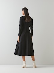 LK Bennett Black Jersey Fit And Flare Womens Maria Dress - Image 2 of 5