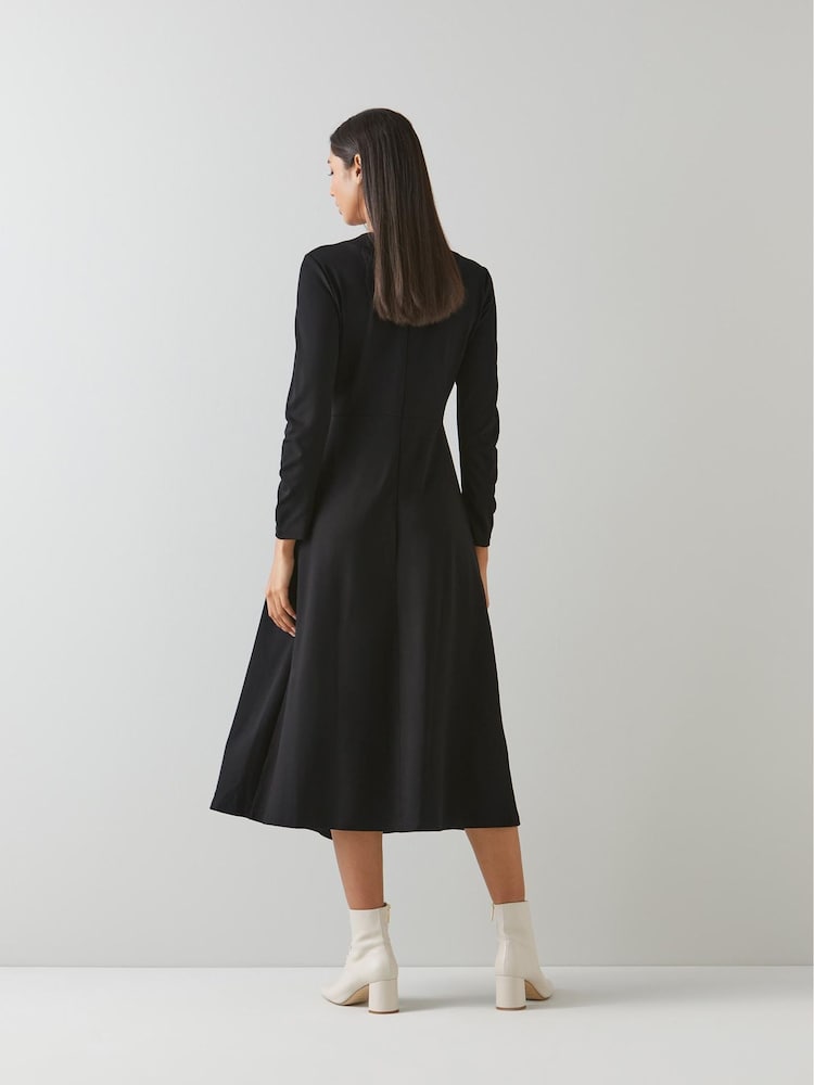 LK Bennett Black Jersey Fit And Flare Womens Maria Dress - Image 2 of 5