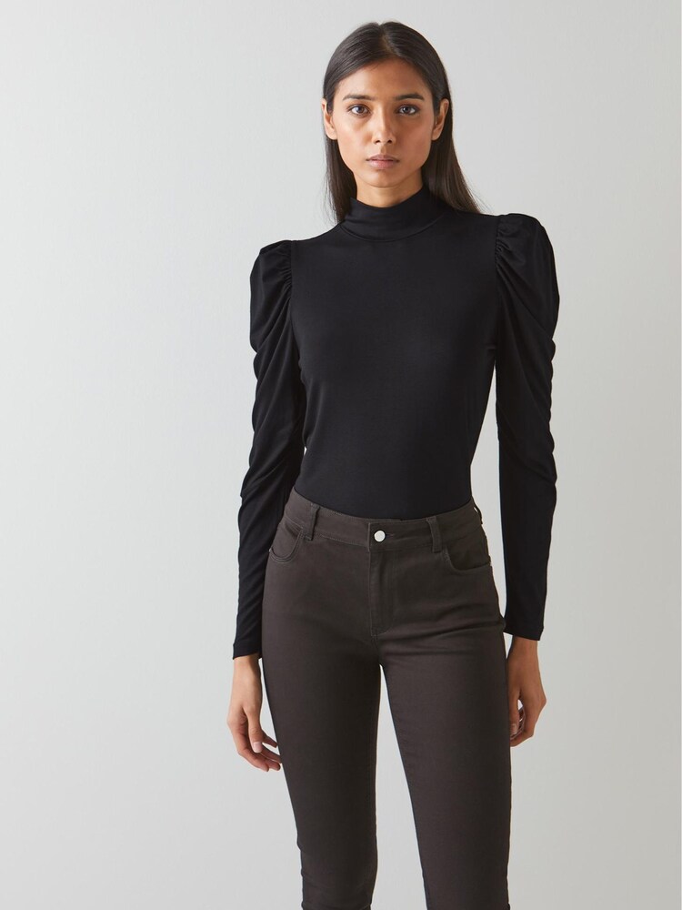 LK Bennett Black Gathered Cora Roll Neck Top - Image 1 of 5 LK Bennett Black Gathered Cora Roll Neck Top - Image 1 of 5