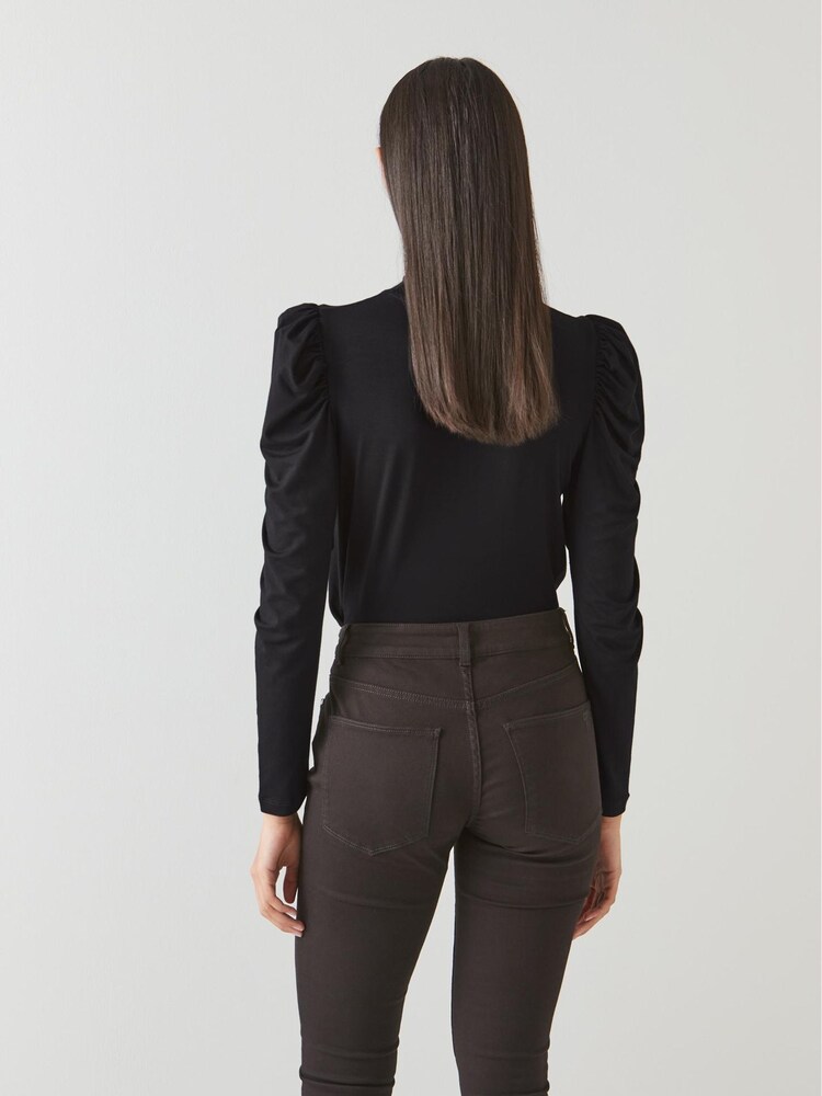 LK Bennett Black Gathered Cora Roll Neck Top - Image 2 of 5 LK Bennett Black Gathered Cora Roll Neck Top - Image 2 of 5