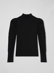 LK Bennett Black Gathered Cora Roll Neck Top - Image 5 of 5