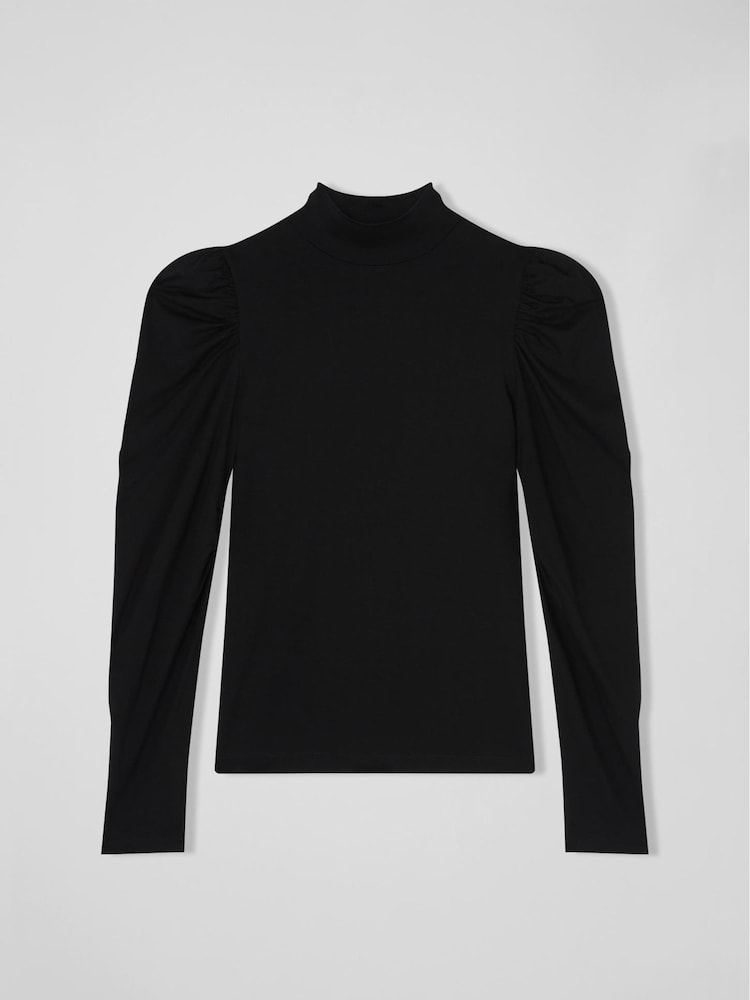 LK Bennett Black Gathered Cora Roll Neck Top - Image 5 of 5