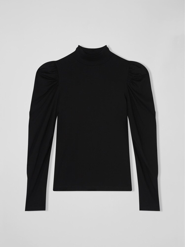 LK Bennett Black Gathered Cora Roll Neck Top - Image 5 of 5 LK Bennett Black Gathered Cora Roll Neck Top - Image 5 of 5