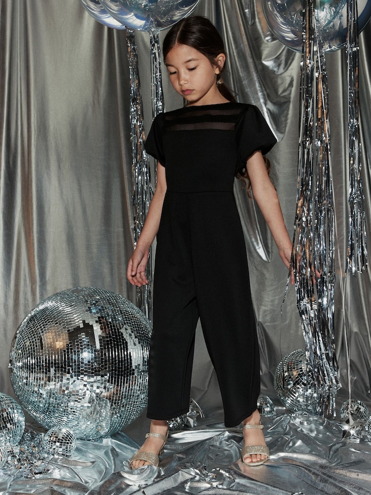 Black Mesh Occassion Jumpsuit (3-16yrs) - Image 1 of 8