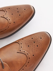 Tan Brown Wide Fit Brogue Shoes - Image 4 of 5