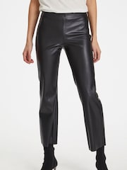 Soaked In Luxury Black Slkaylee PU Kickflare Trousers - Image 1 of 7