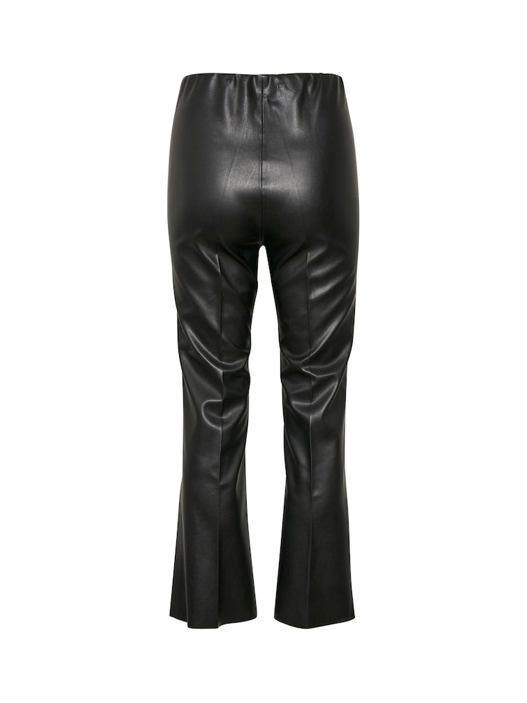 Soaked In Luxury Black Slkaylee PU Kickflare Trousers - Image 7 of 7