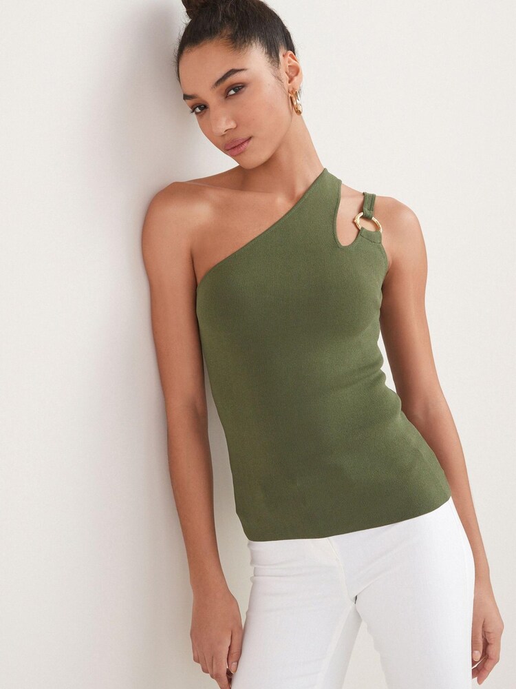 Khakigrün - One-Shoulder-Oberteil - Bild 1 von 2