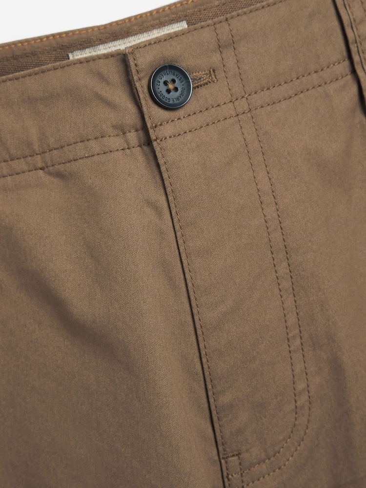 Tan Brown Cotton Cargo Shorts - Image 2 of 2
