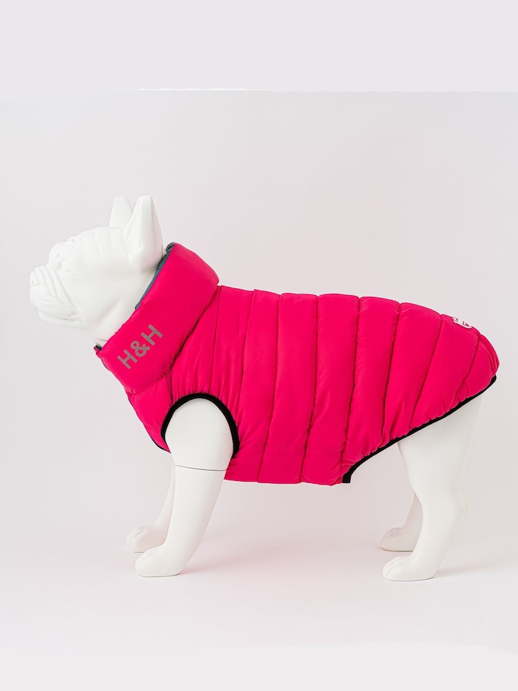 Pink Hugo & Hudson Reversible Padded Dog Coat - Image 2 of 4 Pink Hugo & Hudson Reversible Padded Dog Coat - Image 2 of 4