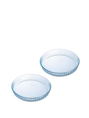 Pyrex Set of 2 Clear 26cm Flan Dishes - Image 1 of 3