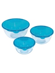 Pyrex Set of 3 Clear Bowls With Lids - Image 2 of 3