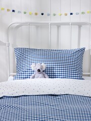 The White Company Blue Reversible Gingham Bedset - Image 2 of 4