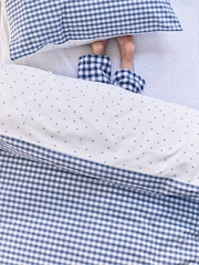 The White Company Blue Reversible Gingham Bedset - Image 4 of 4