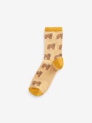 Yellow/Cream Hamish Highland Cow Ankle Socks 4 Pack - Image 2 of 6