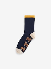 Yellow/Cream Hamish Highland Cow Ankle Socks 4 Pack - Image 4 of 6