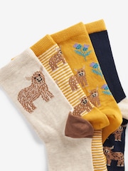 Yellow/Cream Hamish Highland Cow Ankle Socks 4 Pack - Image 6 of 6