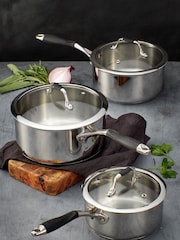 Stellar James Martin 3 Piece Silver Saucepan Set - Image 1 of 4