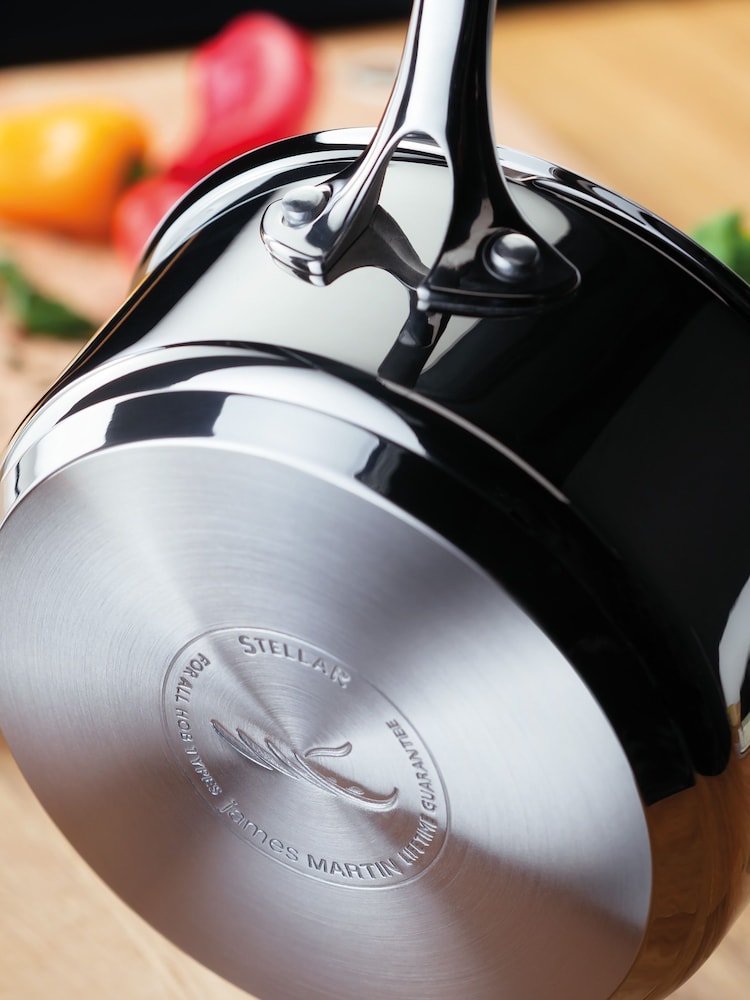 Stellar James Martin 3 Piece Silver Saucepan Set - Image 4 of 4