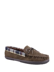 Cotswold Mens Brown Sodbury Slip On Moccasin Slippers - Image 2 of 4