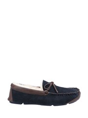 Cotswold Mens Blue Northwood Sheepskin Moccasin Slippers - Image 1 of 4