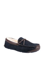 Cotswold Mens Blue Northwood Sheepskin Moccasin Slippers - Image 2 of 4