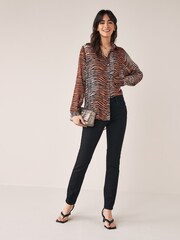 Brown Animal Sheer Longline Shirt - Image 5 of 6